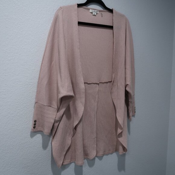 Simply Noelle Open Cardigan Womens Knit Sweater Baggy Relaxed Fit Pink L/XL - Picture 2 of 15